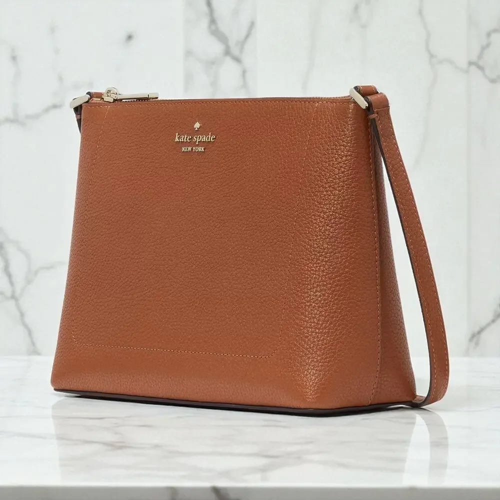Kate Spade Leila Crossbody Purse in Warm Gingerbread Pebbled Leather KG464